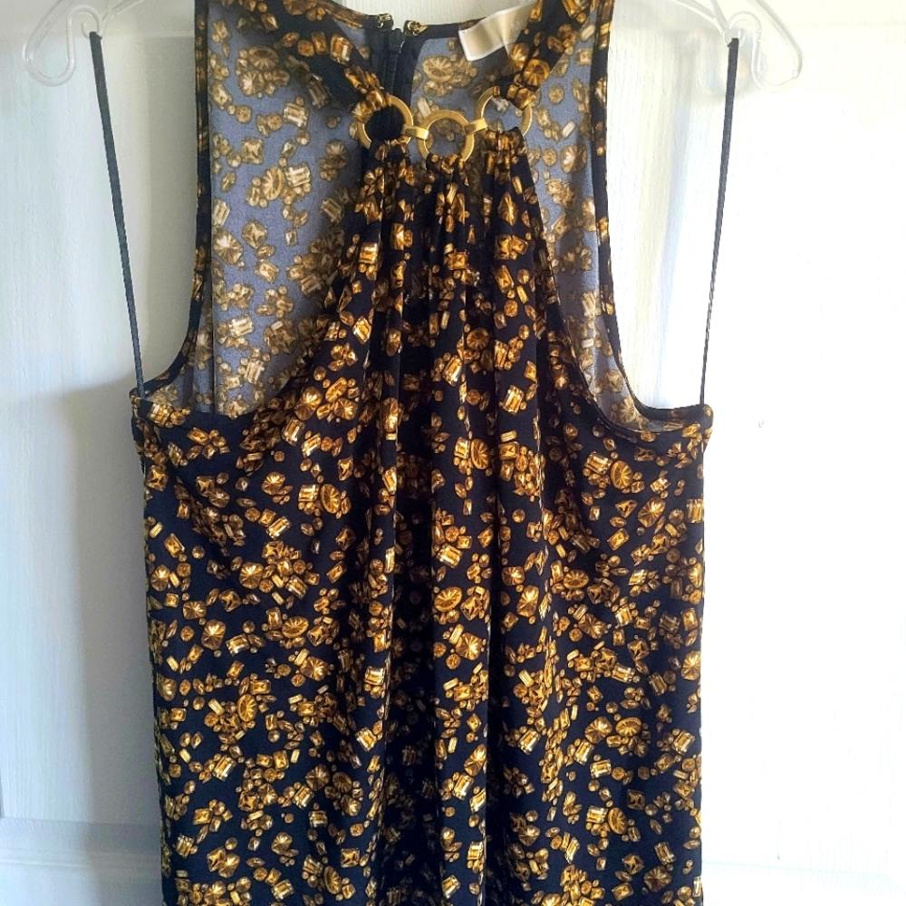 Michael Kors yellow and black printed top size large